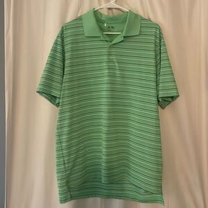 Adidas Green Striped Polo Shirt Classic Design